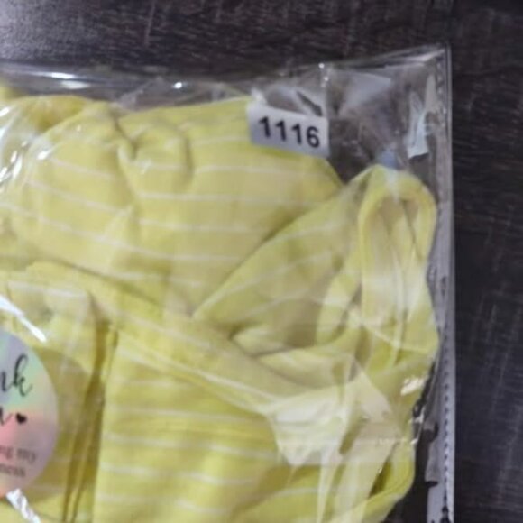 Talbots M Yellow Striped ShortSleeve Pocket Button Back Detail preppy casual Top - Picture 9 of 9